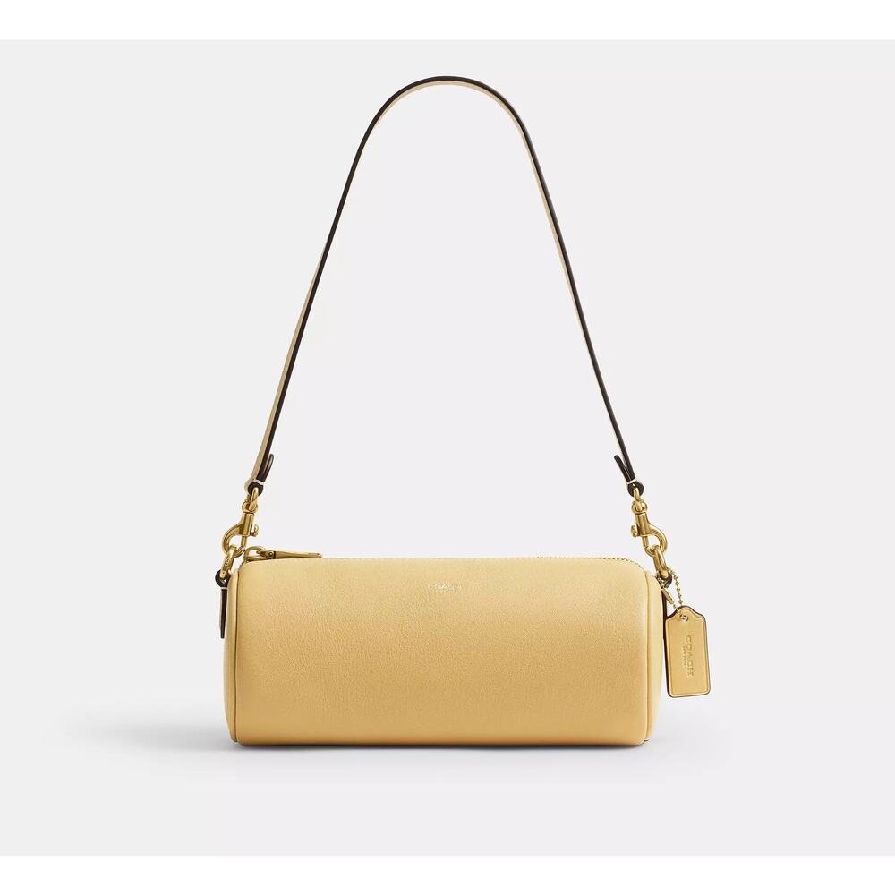 NWT Coach Barrel Bag natural grain leather tan brass vanilla brand new purse